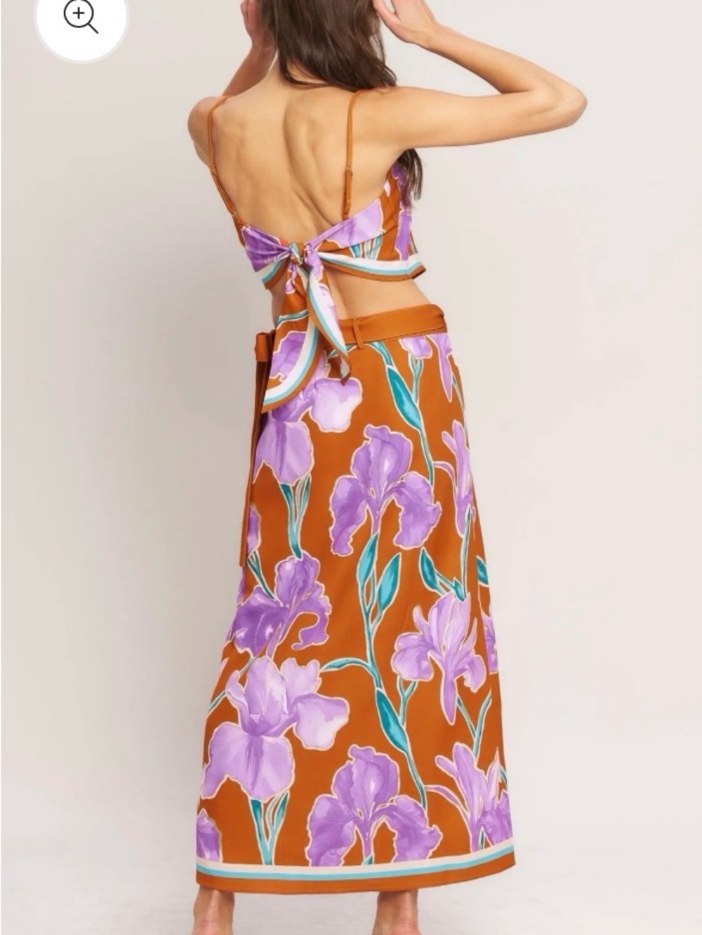 Flying Tomato Summer Iris Woven Midi Wrap Skirt and Top - Picture 2 of 10
